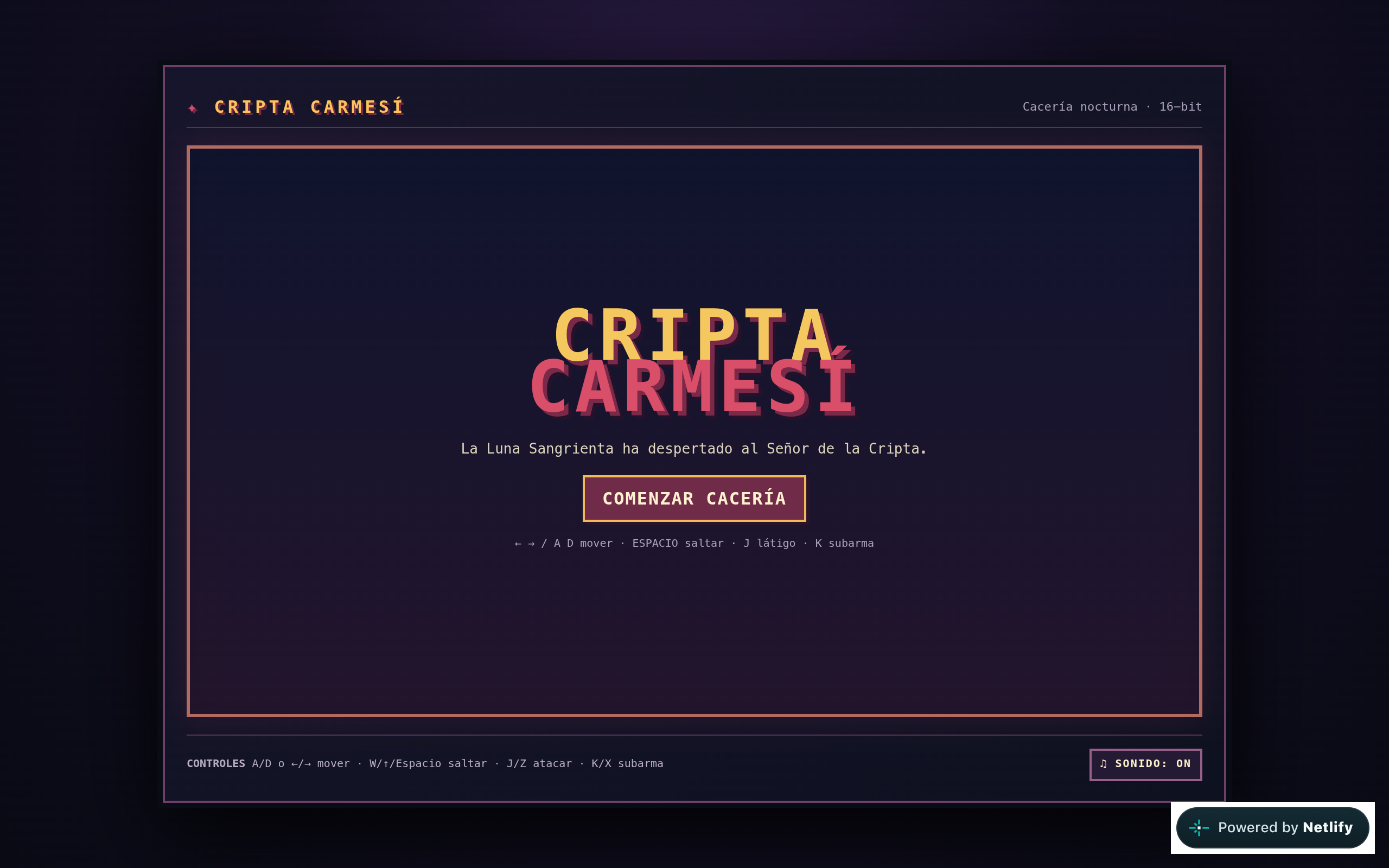 Captured preview of the Cripta Carmesí builder website.