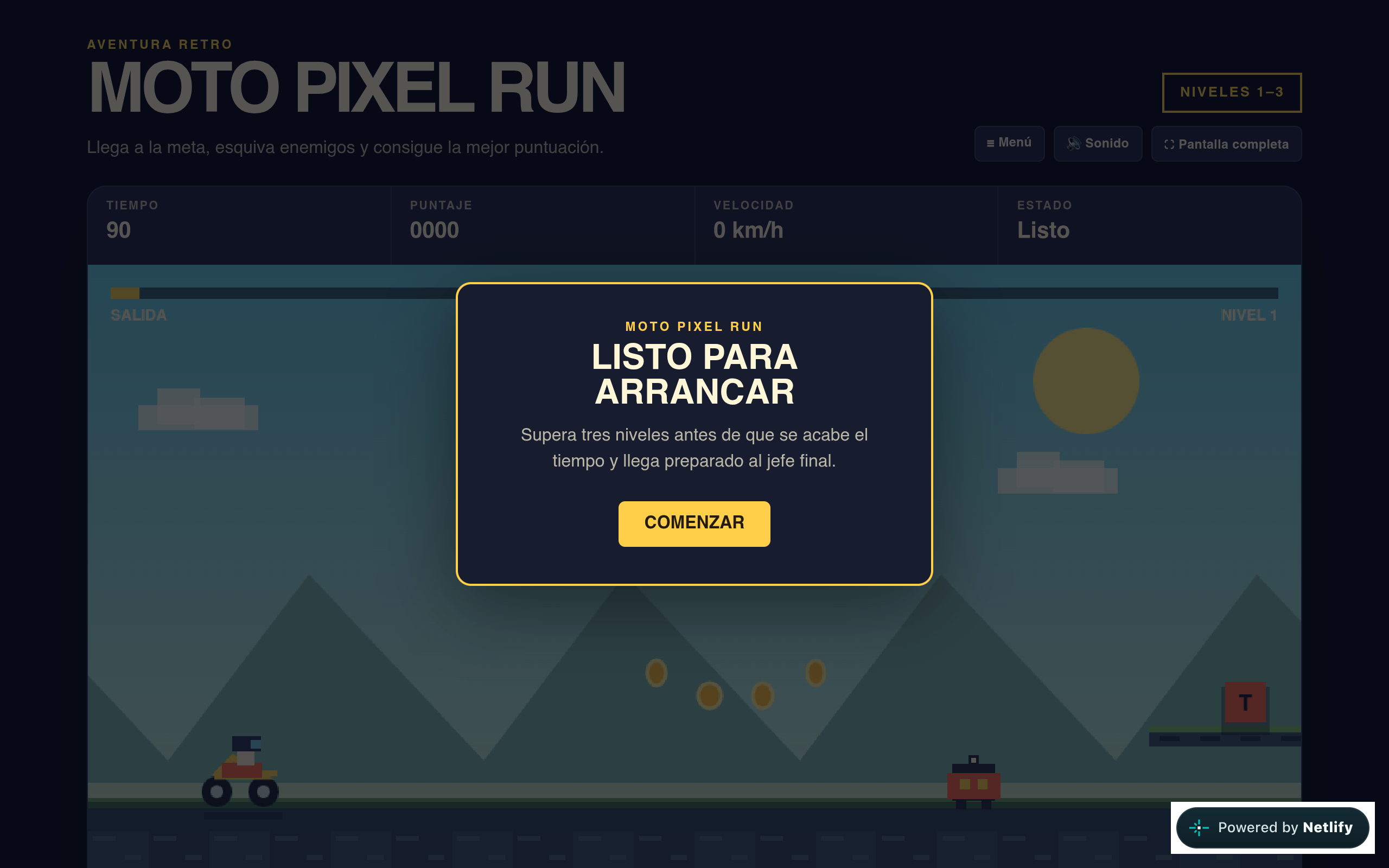 Captured preview of the Moto Pixel Run builder website.